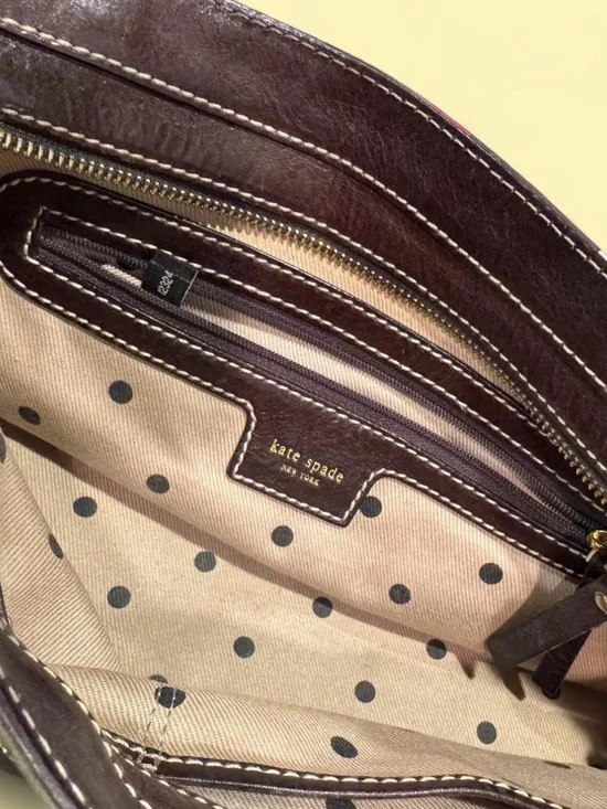 VINTAGE 2002 Kate Spade Westbury bag multicolored stripe with brown leather - Picture 5 of 8